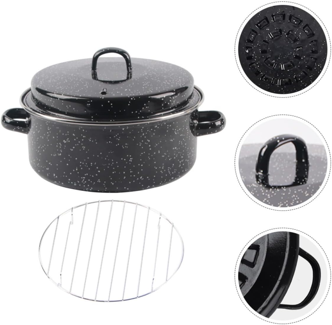 Enameled Roasting Pan with Lid and Rack for Everyday Cooking