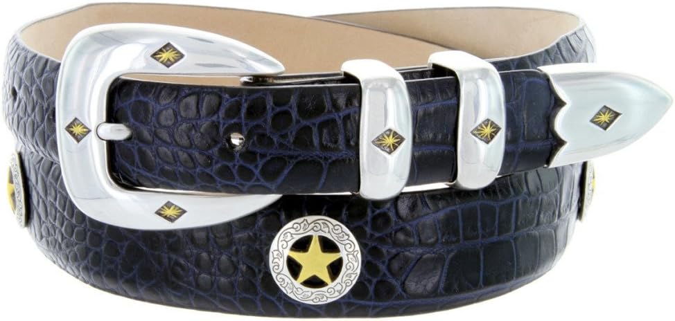 Presidential Gold Star Western Golf Concho Black Dress Belt for Men