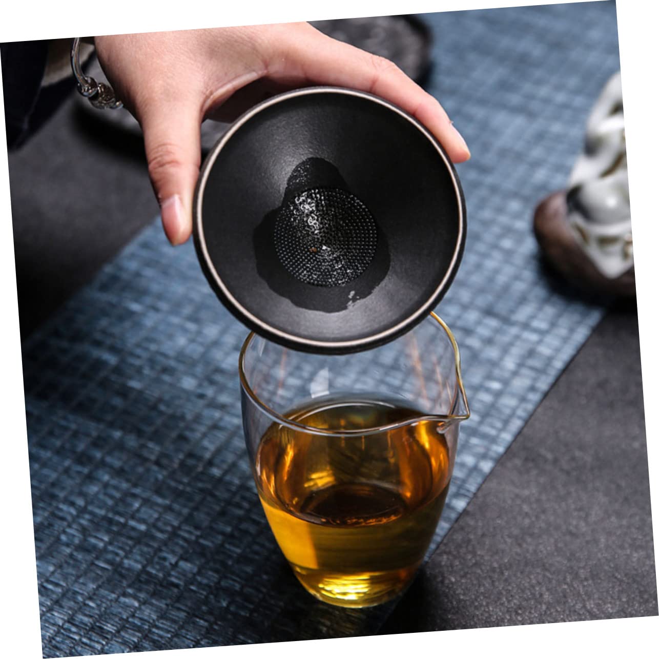 Infusor de Té de Cerámica Negro, 1 Juego, Estatua Buda