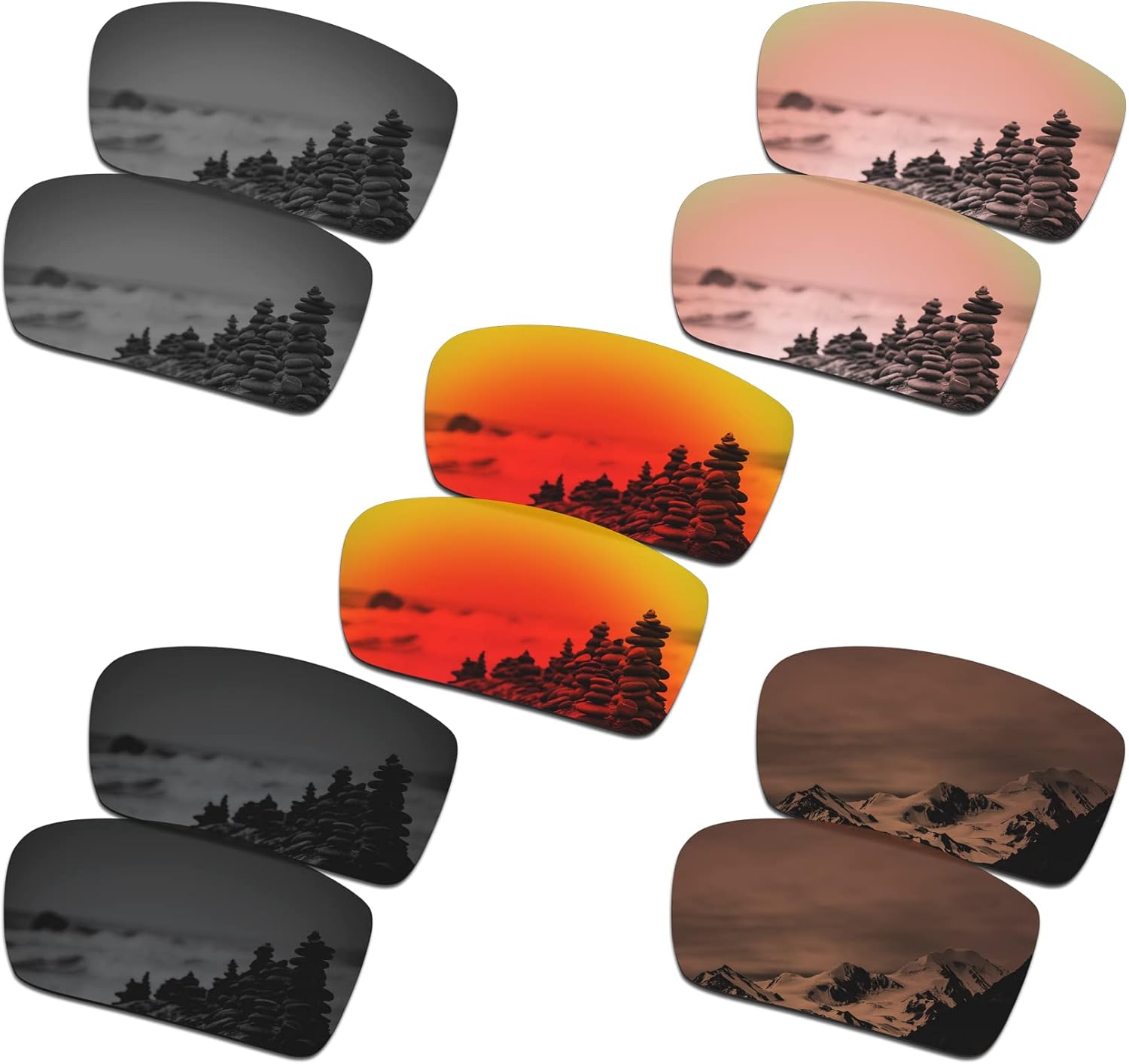 SmartVLT Set of 5 Men's Replacement Lenses for Oakley Crankshaft OO9239 Sunglass Combo Pack 06