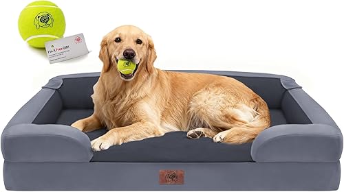 Miniatura 26 de Cama extra grande para perros, cama ortopédica XL de espuma viscoelástica lavable para perros grandes, sofá de mascotas impermeable con reposabrazos