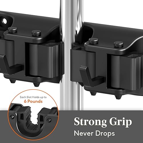 Miniatura 2 de Lifewit Soporte de pared para fregona y escoba, colgador de escoba antideslizante para organización de cocina, organizador de suministros de