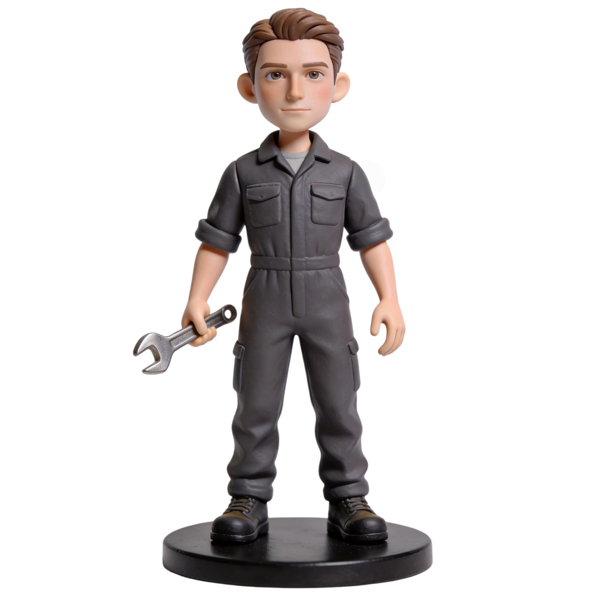 Figura 3D personalizada de mecánico, figura 3D de la foto, estatua de cuerpo completo de arcilla polimérica hecha a mano con mini llave, regalo de jubilación de cumpleaños para técnico, papá