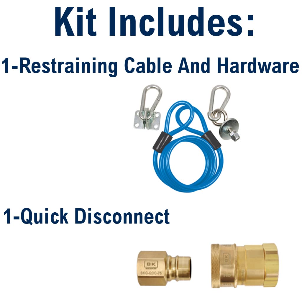 BK Resources Gas Hose Connection Kit #2 with Accessories, 3/4 Inch Diameter, 48 Inch Long Hose