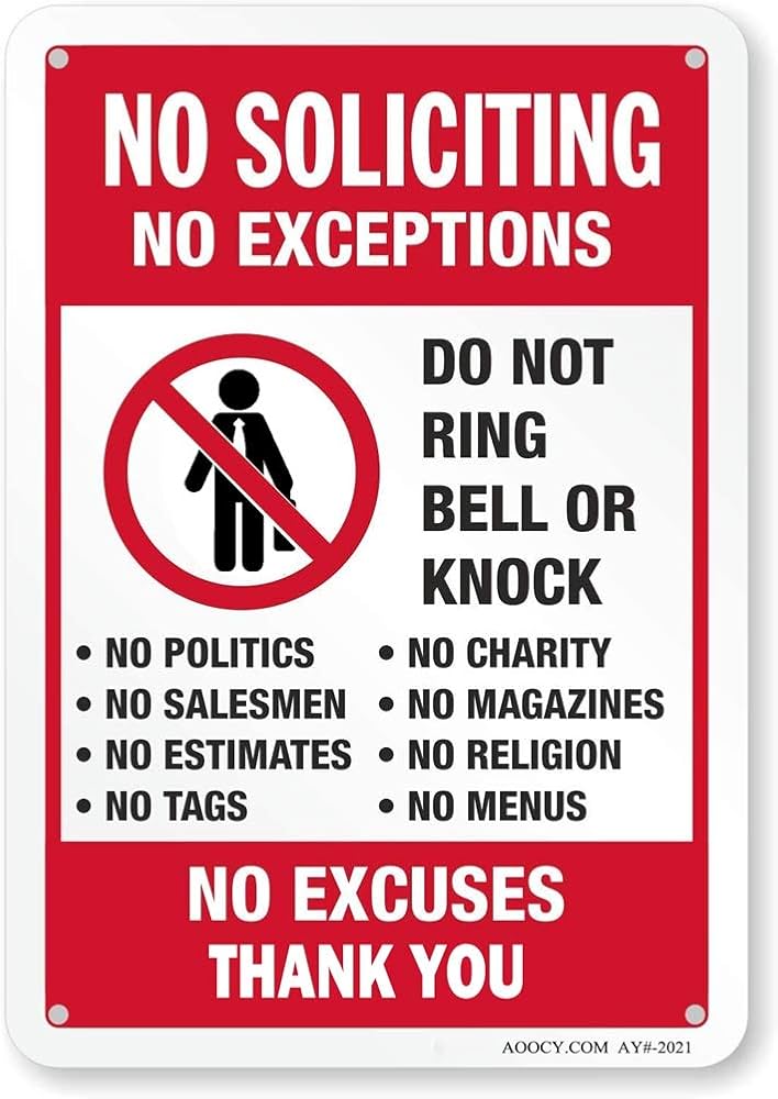 amazon-com-no-soliciting-sign-funny-decor-for-house-door-office-business-yard-metal-aluminum-rust-free-no-excuses-no-exceptions-do-not-ring-bell-no-knock-sign-7-x-9-8-pre-drilled-holes for Free Printable Do Not Knock Signs Amazon.com: No Soliciting Sign, Funny Decor for House Door Office Business Yard,Metal Aluminum Rust Free, No Excuses, No Exceptions Do Not Ring Bell No Knock Sign - 7