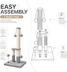 Dimaka Tall Cat Scratching Post, Double Lower Posts Extra Stable Cat Post Tree Scratcher with Sisal Rope and Teasing 4 Balls Total Large Base (Grey)
