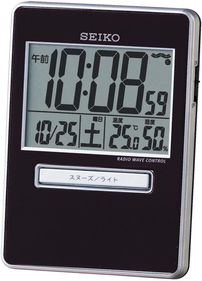 Seiko Clock Clock Thermo-Hygrometer Calendar Display with Radio Waves Digital Tiger Bella (Black) SQ699K
