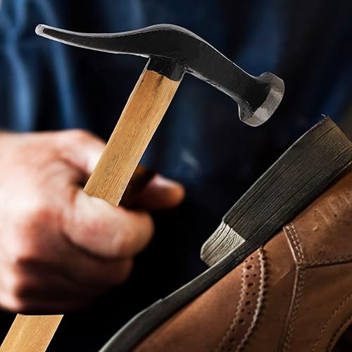 Miniatura 4 de Martillo de reparación de zapatos, herramienta de artesanía de cuero con mango de madera, mazo de zapatero de bricolaje para zapatos de tachuela y