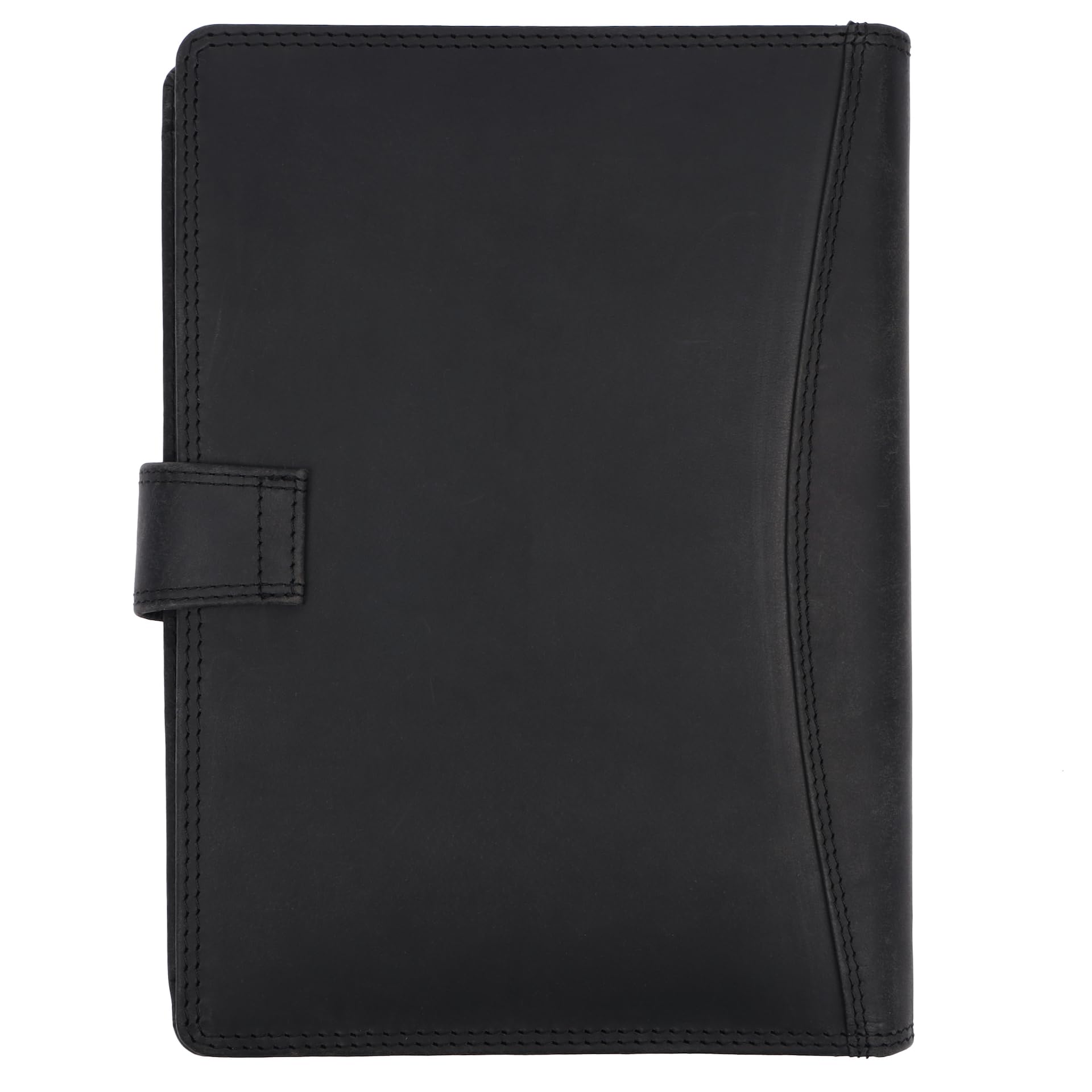 Benthill Arbeitsmappe A5 Echt Leder | Konferenzmappe aus echtem Leder | Reißverschluss Schreibmappe | Dokumentenmappe - Organizer, Farbe:Black (H)