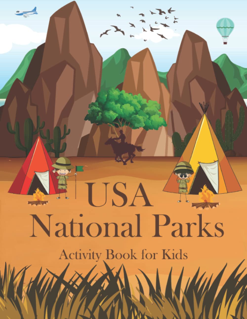 USA National Parks Activity Book for Kids: Coloring, Word Search, Cryptography Puzzle, Cut and Paste, Crosswords, Mazes Games for Kids Inspired by the
