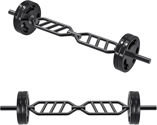 Miniatura 2 de Kipika Barra de trampa olímpica, barra hexagonal, barra de encogimiento, barra de peso muerto con asas plegables, barra de agarre múltiple, barra