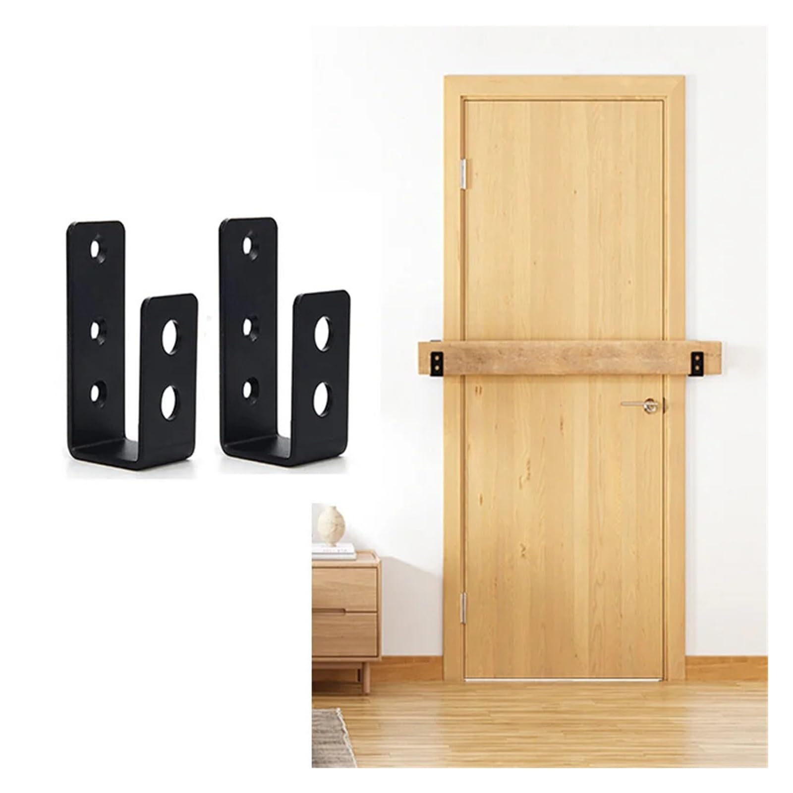Soportes de Barricada de Puerta 2x4, Barra de Seguridad, Soporte en U, Dispositivos de Alta Resistencia, Cerradura Nocturna, Barricada, Soporte de Refuerzo de Puerta