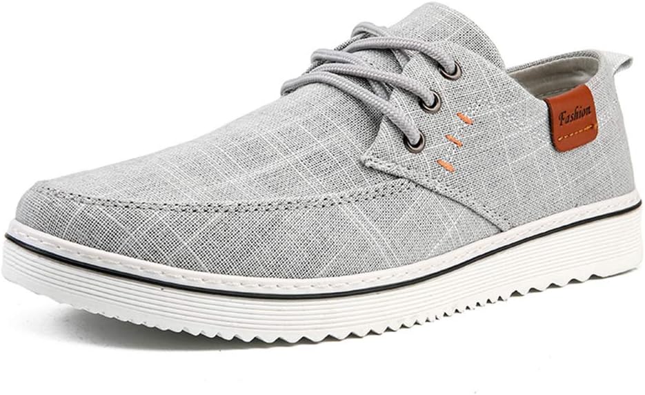[Tisomen] ウオーキングシューズ メンズ ジュニア スニーカー リネン モカシン デッキシューズ 無地 アウトドア カジュアル 大きいサイズ 幅広い レースアップシューズ 運動靴 通勤 通学 軽量 通気 27.5cm グレー 灰45