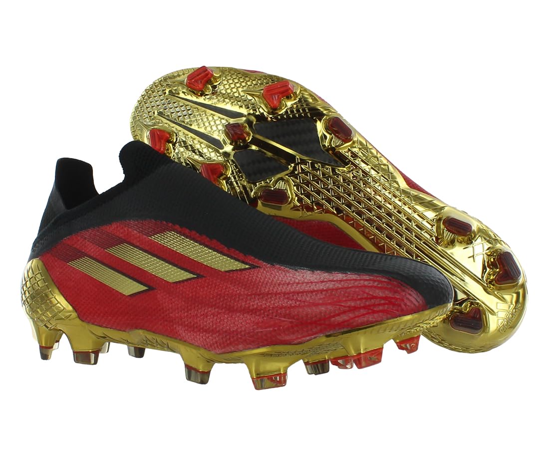 adidas X Speedflow+ Firm Ground Unisex Shoes Size 4.5, Color: Vivid Red/Gold Metallic/Core Black