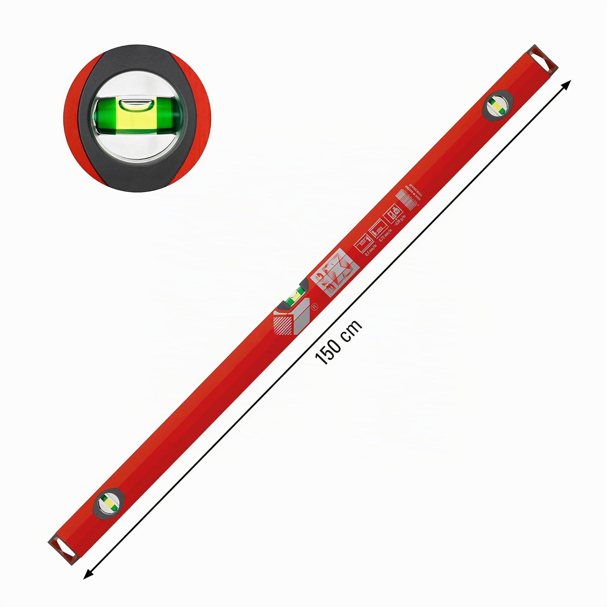 Karl Dahm Sola Niveau à Bulle 150 cm - Outil de Mesure Professionnel en Aluminium Robuste avec Niveau Amélioré