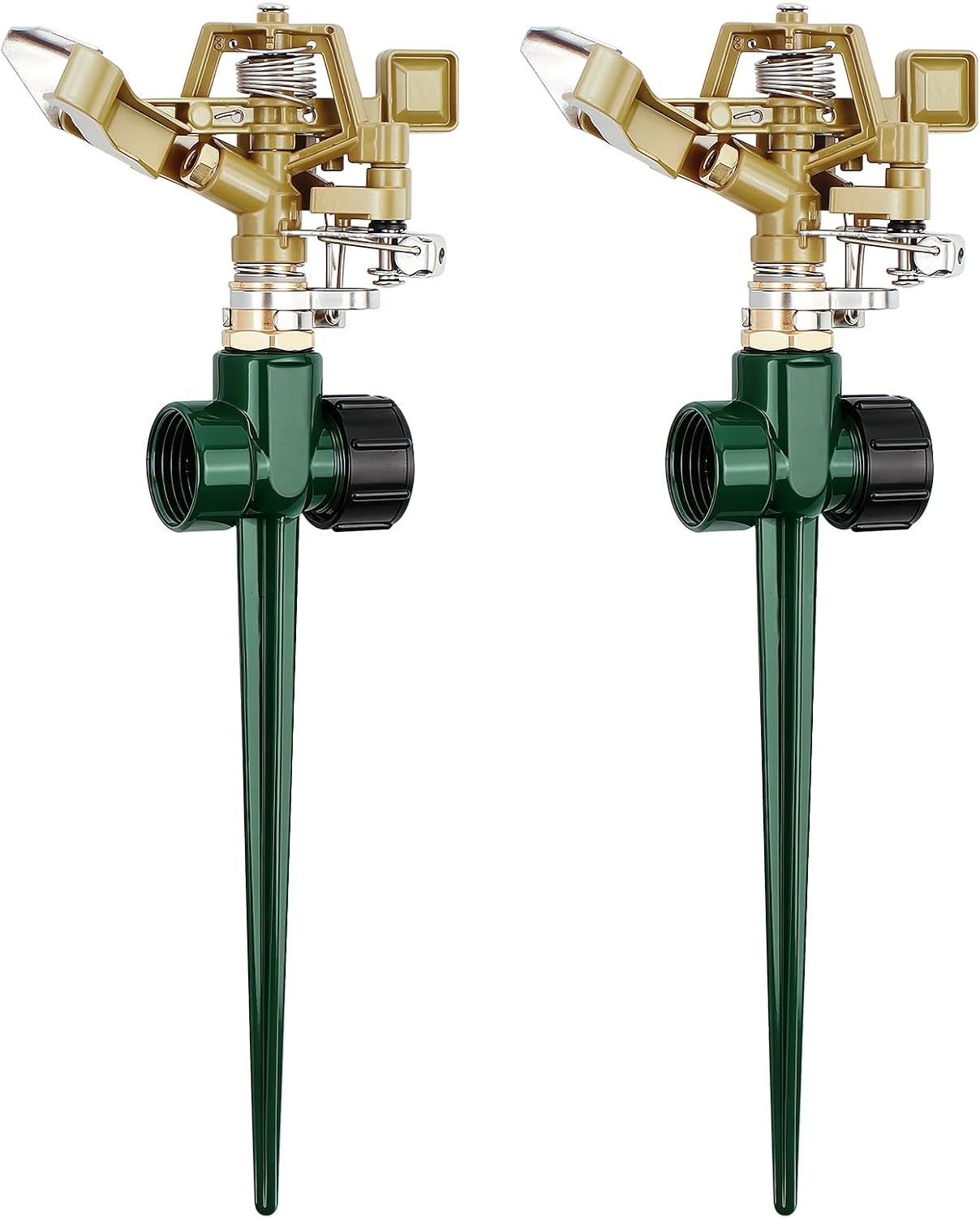 2 Pack Metal Impact Sprinkler for Yard, 360° Large Area Coverage