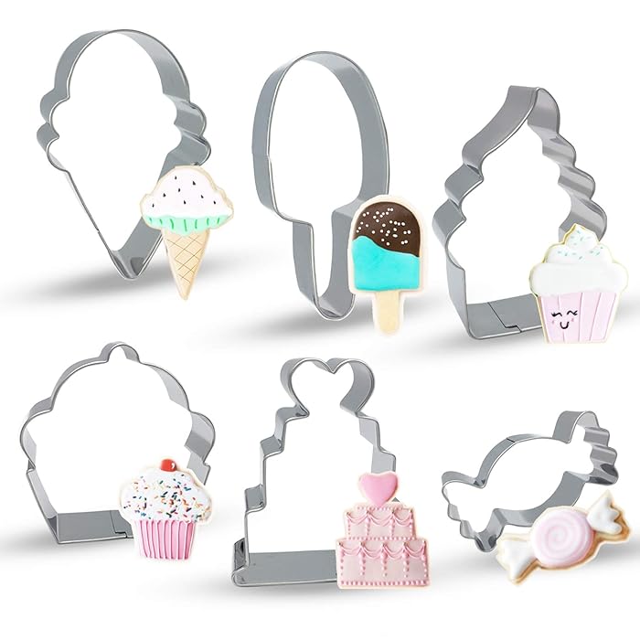 Buy Bonropin Ice Cream Cupcake and Sweets Cookie Cutter Set(6 Pieces),Stainless Steel Cutters