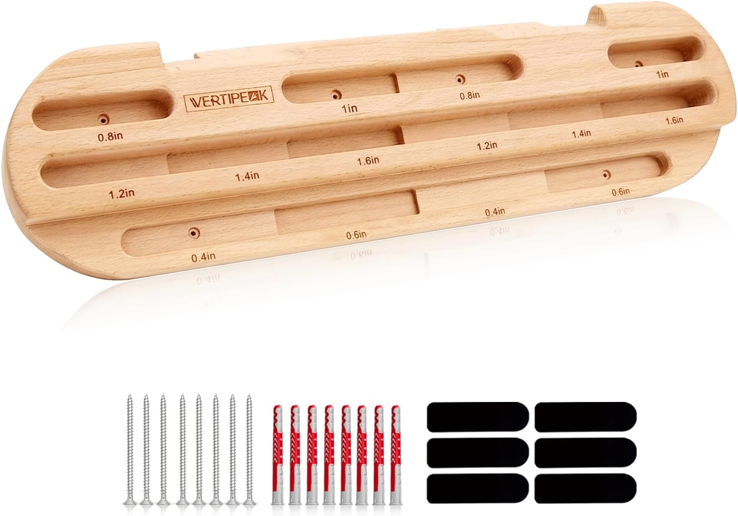 Wooden Climbing Hangboard, Training Hang Board, Rock Climbing Fingerboard with Incremental Depth Pockets for Finger & Forearm Strength, Grip Training and Pull-ups for Climbers Gift