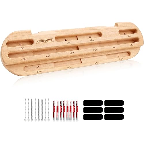 Wooden Climbing Hangboard, Training Hang Board, Rock Climbing Fingerboard with Incremental Depth Pockets for Finger & Forearm Strength, Grip Training and Pull-ups for Climbers Gift