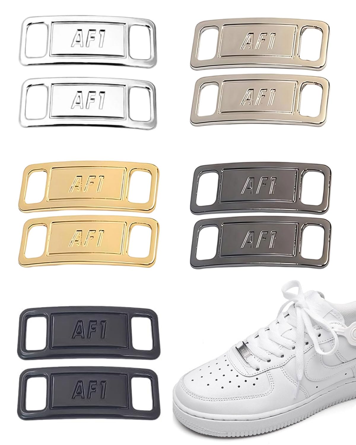 5 Paare Metal Tag,Metall Schnürsenkel Schnalle,Elastische Schuh Tag Schuhschmuck,Fashion Sneaker Schuh Charms,DIY Sneaker Kits,Metall Air Force 1 Schnürsenkel für Wanderschuhe