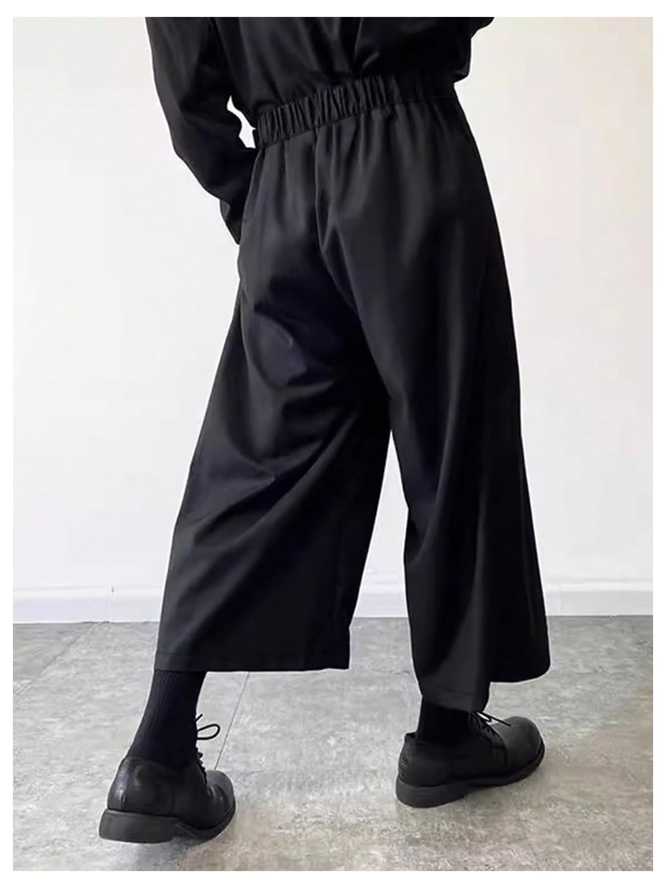 OYOANGLE Men's Skirt Pants Tie Waisted Wide Leg Cropped Harem Pants Y2k Hipple Trousers