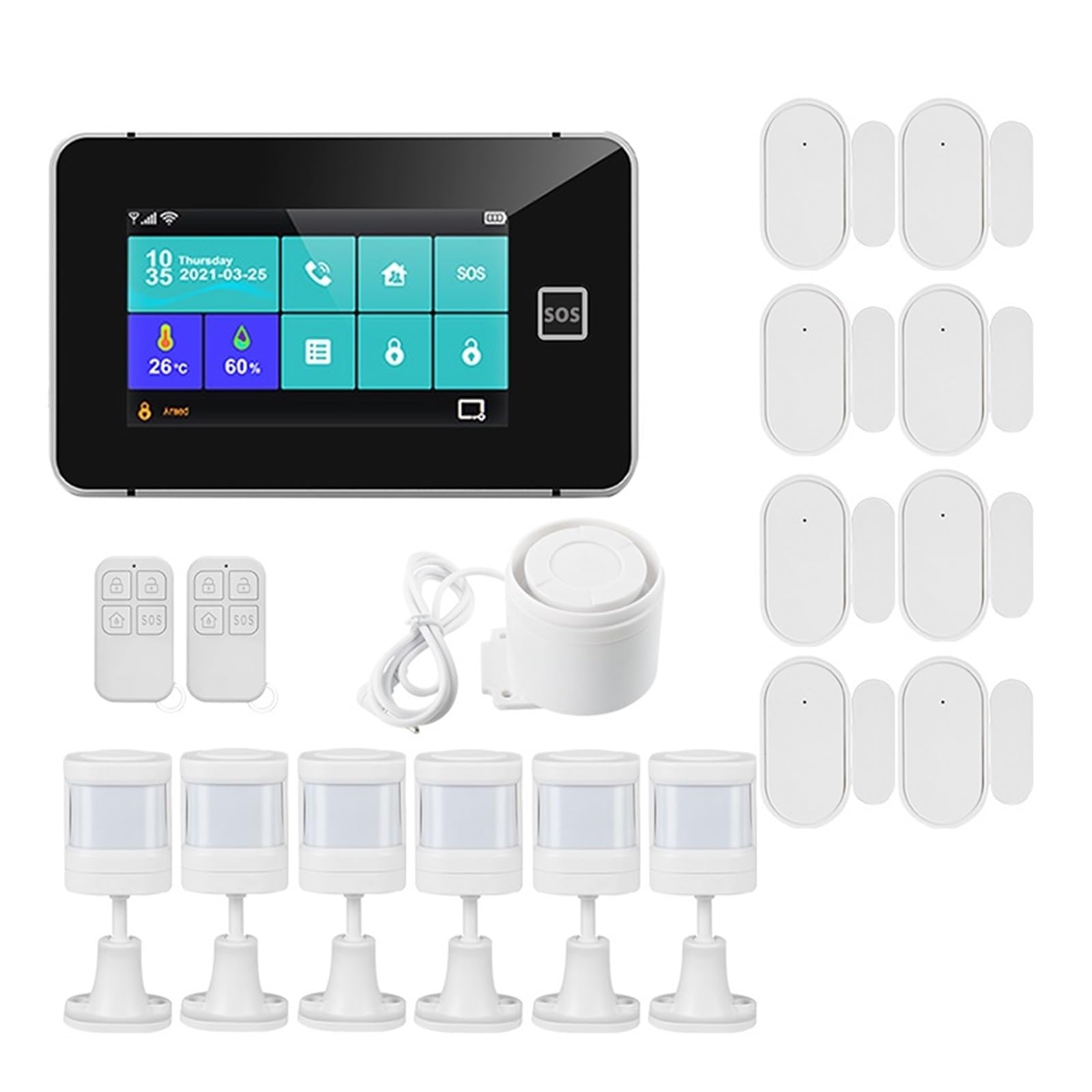 di allarme GSM Sicurezza domestica intelligente Schermo a colori touch da 4,3 pollici antifurto con sensore 433 MHz(Kit 1)
