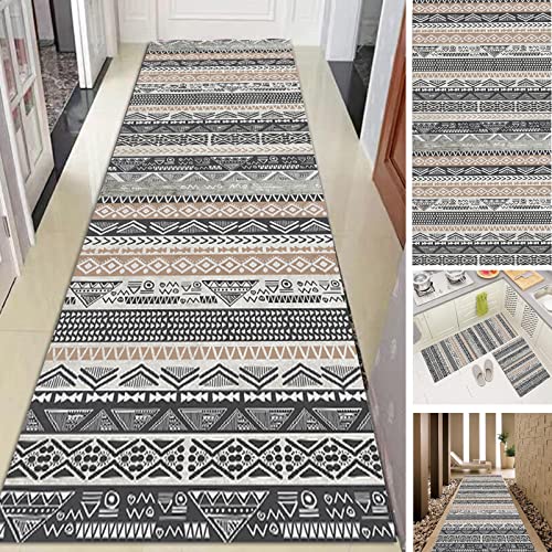 HGJNHM Alfombra de Pasillo Gris Lavable Antideslizante, Alfombra geométrica Moderna de área Larga, vestíbulo de Entrada, Sala de Estar del Hotel, escaleras, Pasillo, alfombras (Size : 100x500cm) Cover