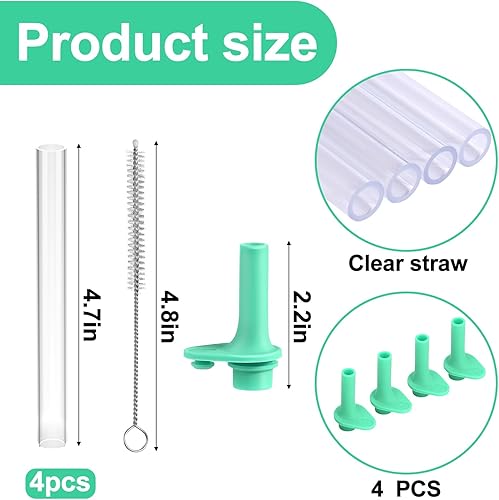 Miniatura 4 de XANGNIER Pajitas de repuesto y válvula de mordida compatible con Zak Designs Kelso botella de agua de 15 onzas, 4 popotes de silicona con cepillo de