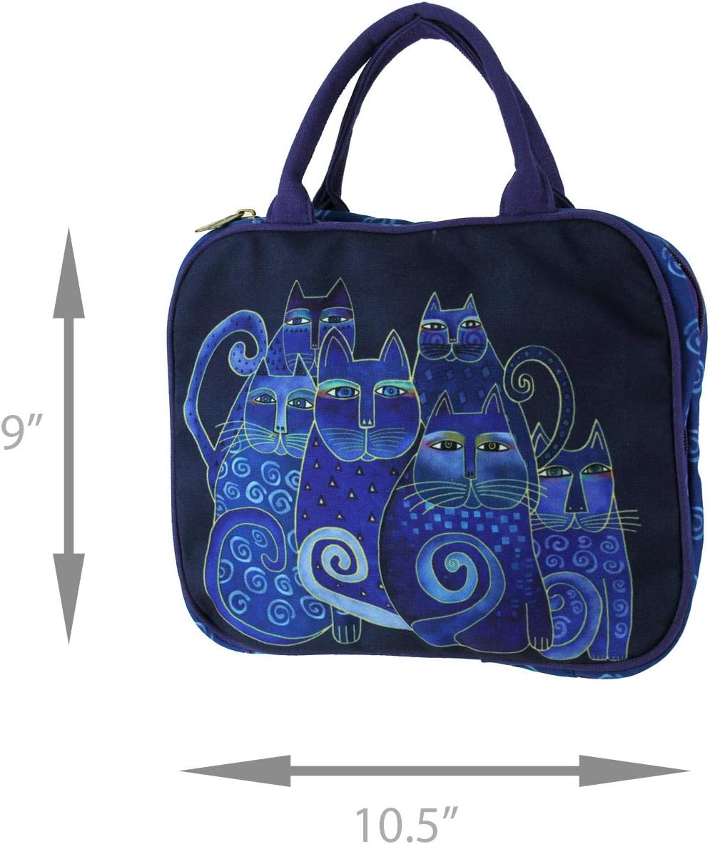 Laurel Burch Indigo Cats Cotton Cosmetics Travel Tote