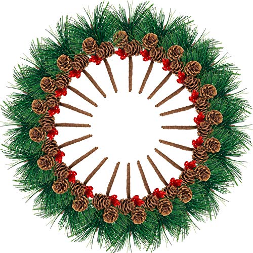 20 Pack Christmas Artificial Picks Xmas Pine Picks Floral Picks Small Artificial Pine Tree Pine Branches Decorations for Christmas Flower Arrangements Wreaths and Holiday Decorations