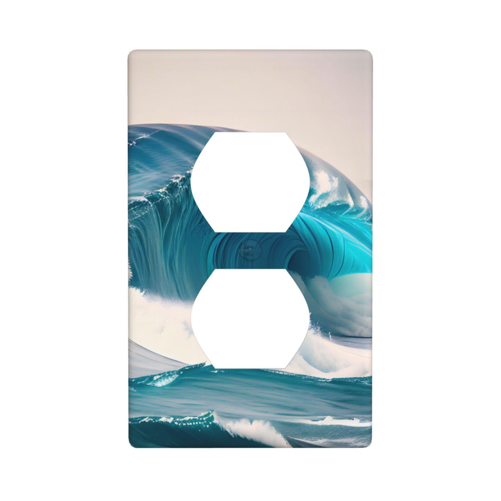Cartoon Blue sea Wave Decorative Switch Plate Cover-Unbreakable Polycarbonate Wall Plate for Home Office, 1 Gang with Screws