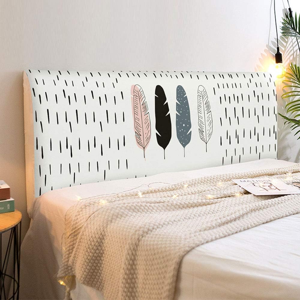 FANSU Headboard Cover for Single Double King Size Bed, Printed Dustproof Headboard Wrap, Stretch All-Inclusive Bed Head Protector Cover Modern Bedroom Decoration (Elegant,180cm)