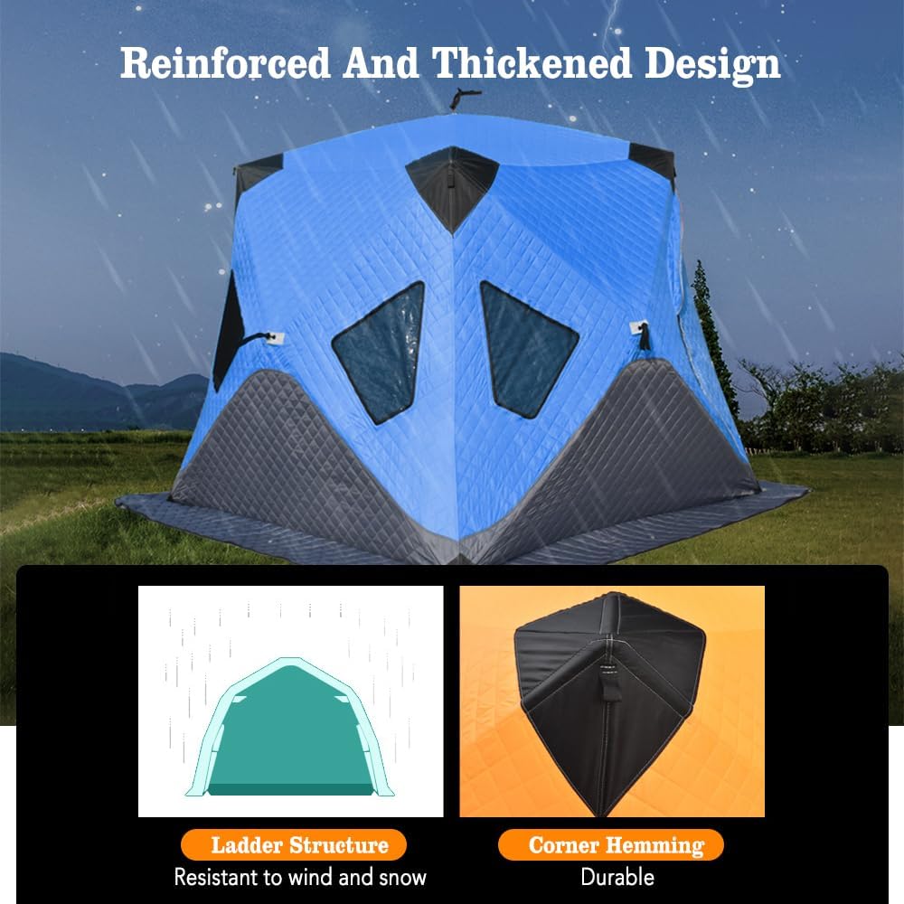 Tenda da pesca invernale per 3-4 persone, riparo per pesca sul ghiaccio, portatile, leggera, impermeabile, calda, tenda da campeggio per pescatori