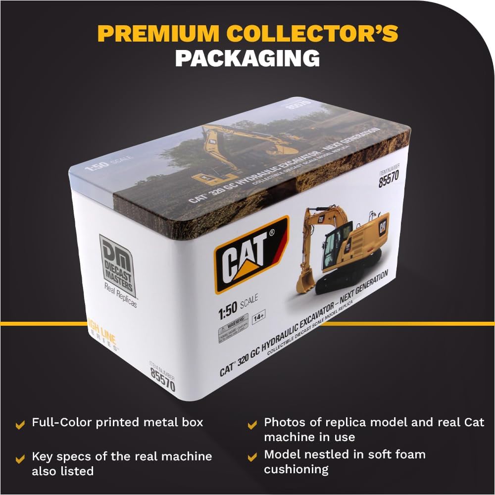 Diecast Masters 1:50 Caterpillar 320 GC Hydraulic Excavator | High Line Series Cat Trucks & Construction Equipment Scale Model Collectible 85570