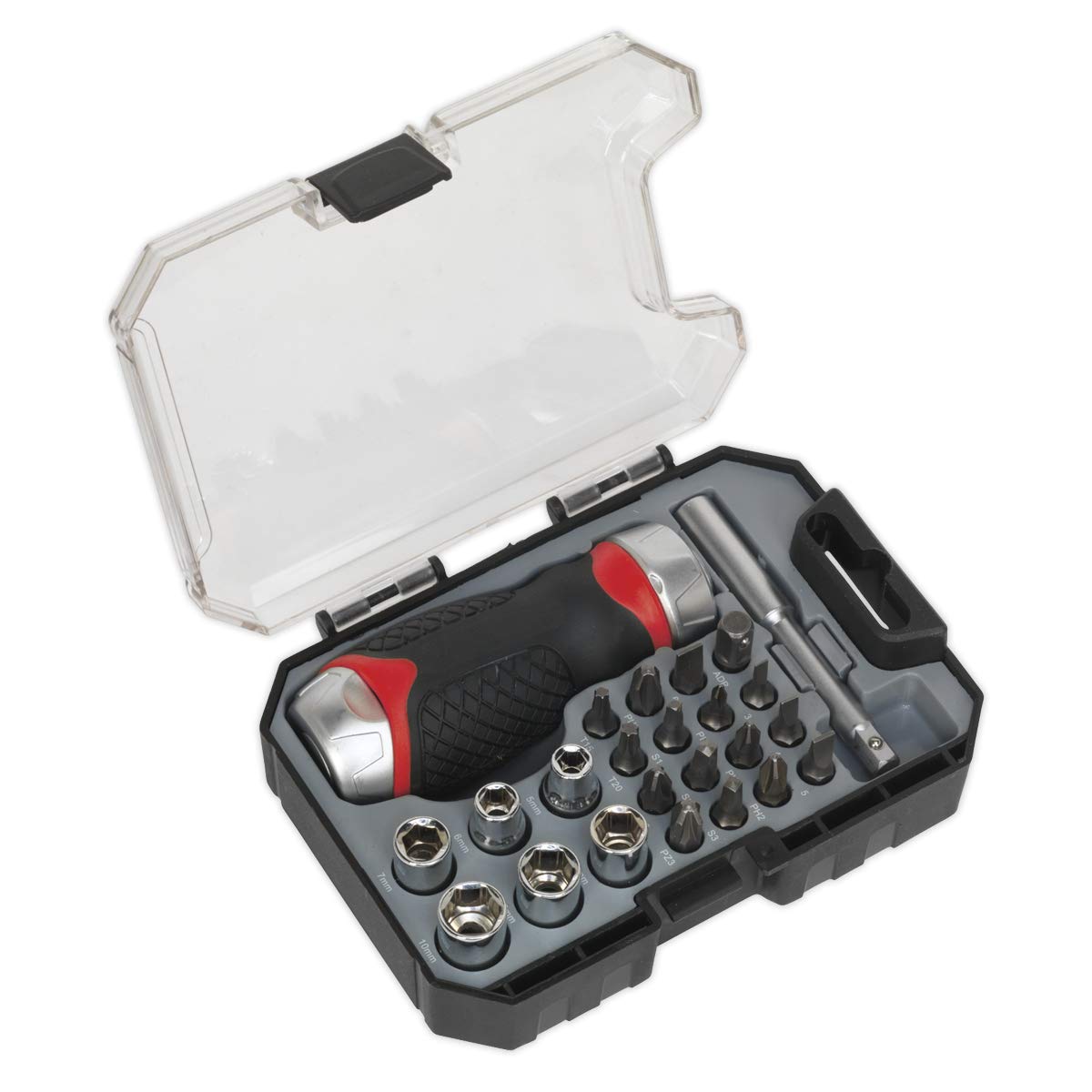 Sealey AK64906 Premier Fine Tooth Stubby Ratchet Screwdriver Socket & Bit S