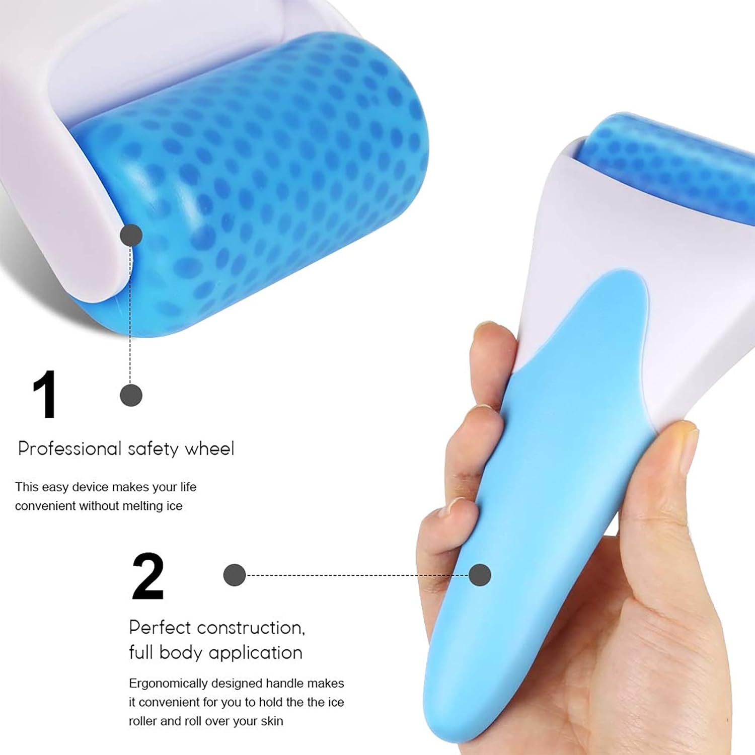 Ice Roller Face Massager - For Face & Eye Puffiness Relief, Facial Ice Cold Rollers for Women, Face Roller to Reduce Puffy Face & Eyes and Tighten Pores Skin Care Wheel, Blue : Beauty & Personal Care