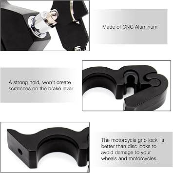 Motorcycle Throttle Lock Anti Theft Motorcycle Handlebar Lock Universal Heavy Duty Motorcycle Grip Handlebar Lock for Motorbike Scooter ATVs Sports Bikes Mopeds(Black)
