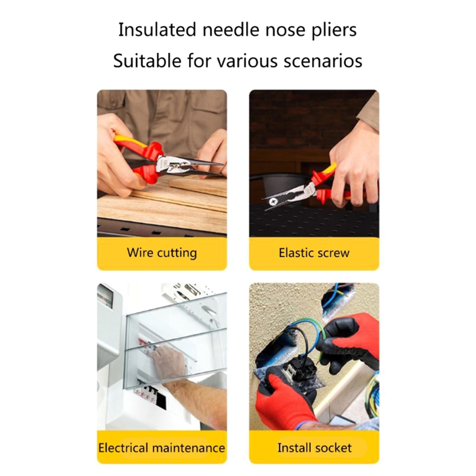 1000V Insulated Long Needle Nose Pliers 150mm – Electrician-Grade Safety Tool For EV Work, Electrical Installations, And High-Voltage Jobs