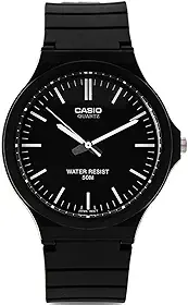 Relógio unissex MW-240-1EVCF clássico analógico mostrador quartzo preto, Preto/prata, Relógio de quartzo
