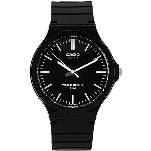 Casio Relógio unissex MW-240-1EVCF clássico analógico mostrador quartzo preto, Preto/prata, Relógio de quartzo