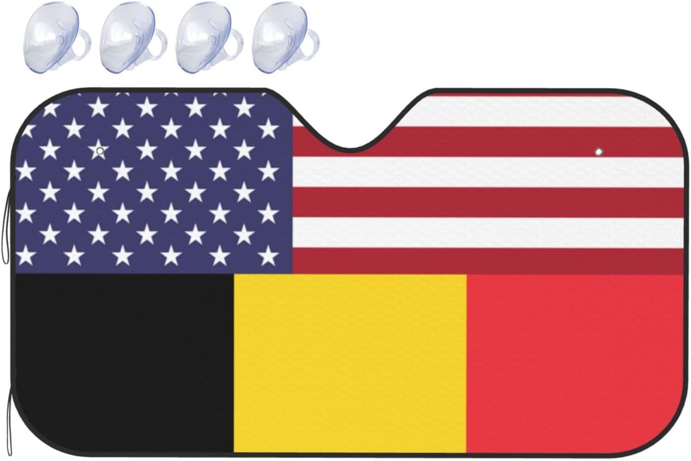 America Belgium Friendship Flag Foldable Car Windshield Sunshade Blocks Heat and Sun Glare Uv Rays