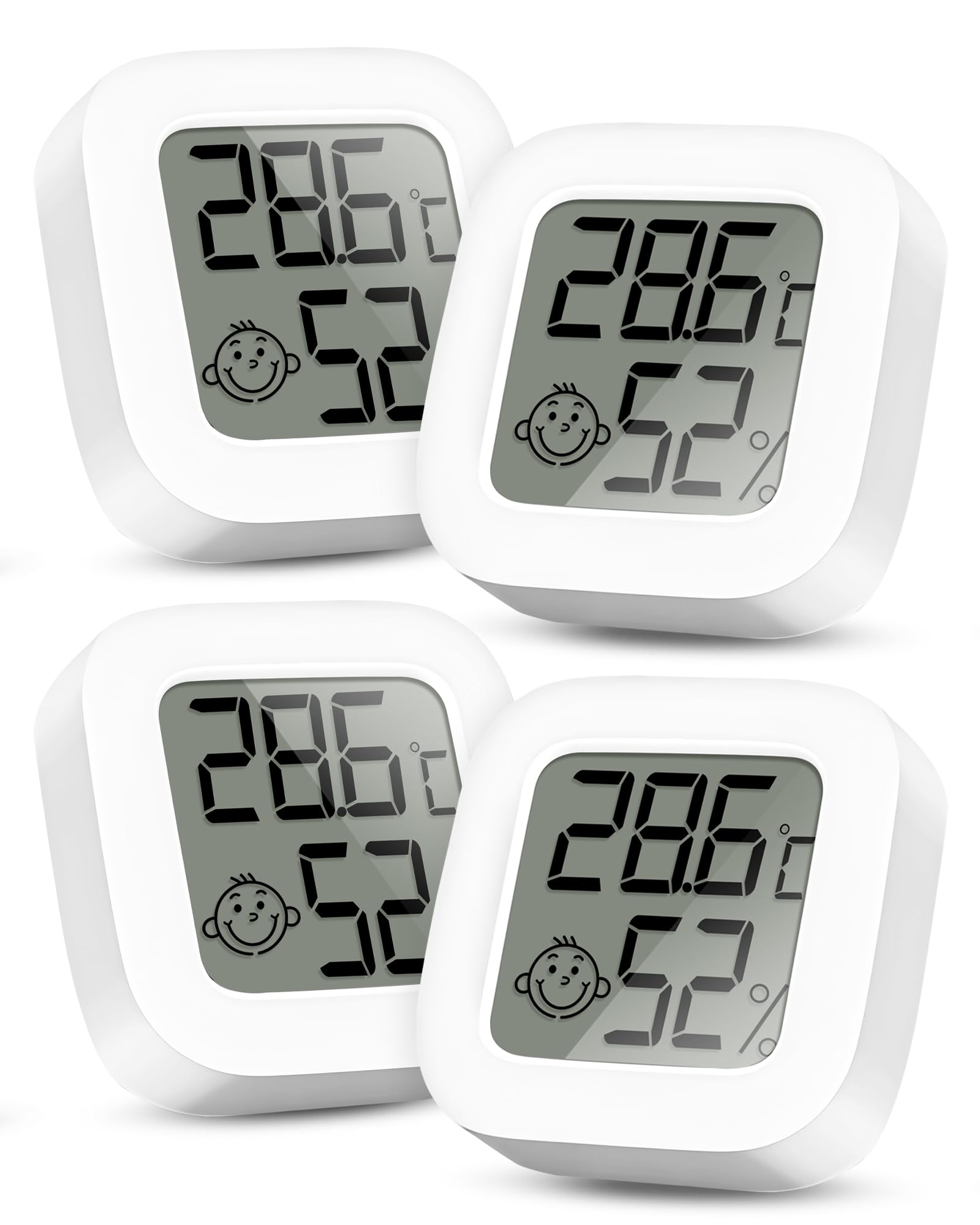 RUIZHI Mini Thermometer LCD Digital - Innen Thermometer & Hygrometer, Thermo-Hygrometer, Luftfeuchtigkeit Meter für Babyzimmer Wohnzimmer Büro Gewächshaus, Weinkeller, 4 Stück