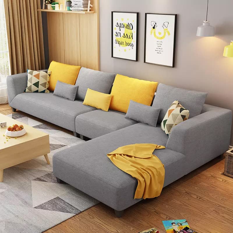 Image of Casaliving Minta RHS 6 Seater L Shape Sofa Set for Living Room (Grey Colour) Premium Fabric Sofa for Living Room | Hall | Office Room