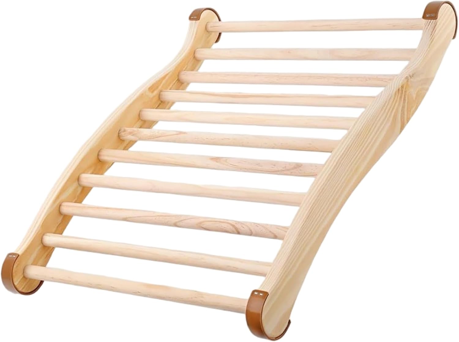 Sauna Backrest, S-Shaped Wooden Sauna Back Rest with Anti-Slip Rubber Foot Pads for Optimal Support and Relaxation