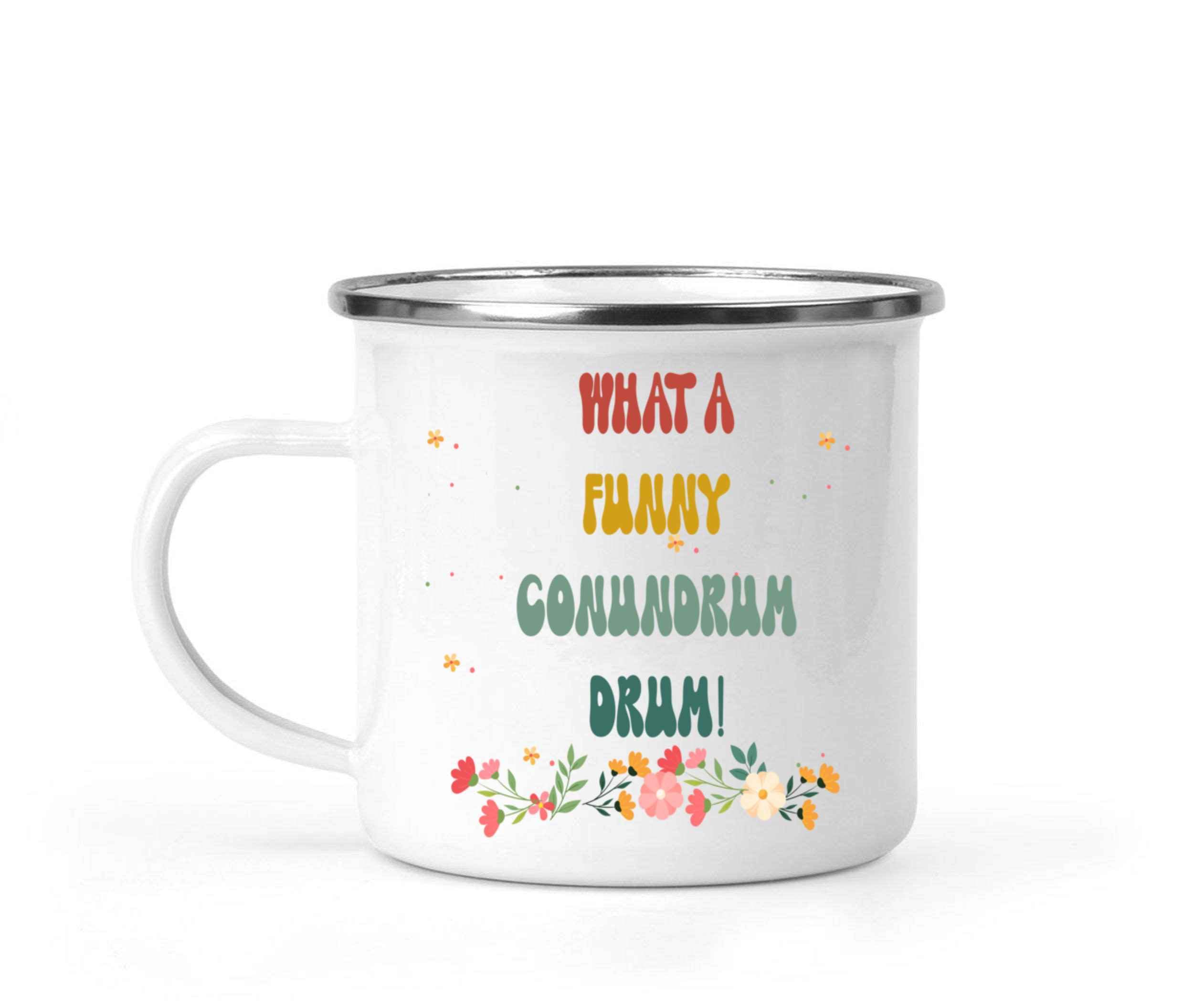 Funny Gift Idea - Confused Bird Cat Worm for Niece - Hilarious Christmas Present for Cousin - What a Conundrum - Large 12 Oz White Stainless Steel Camping Mug
