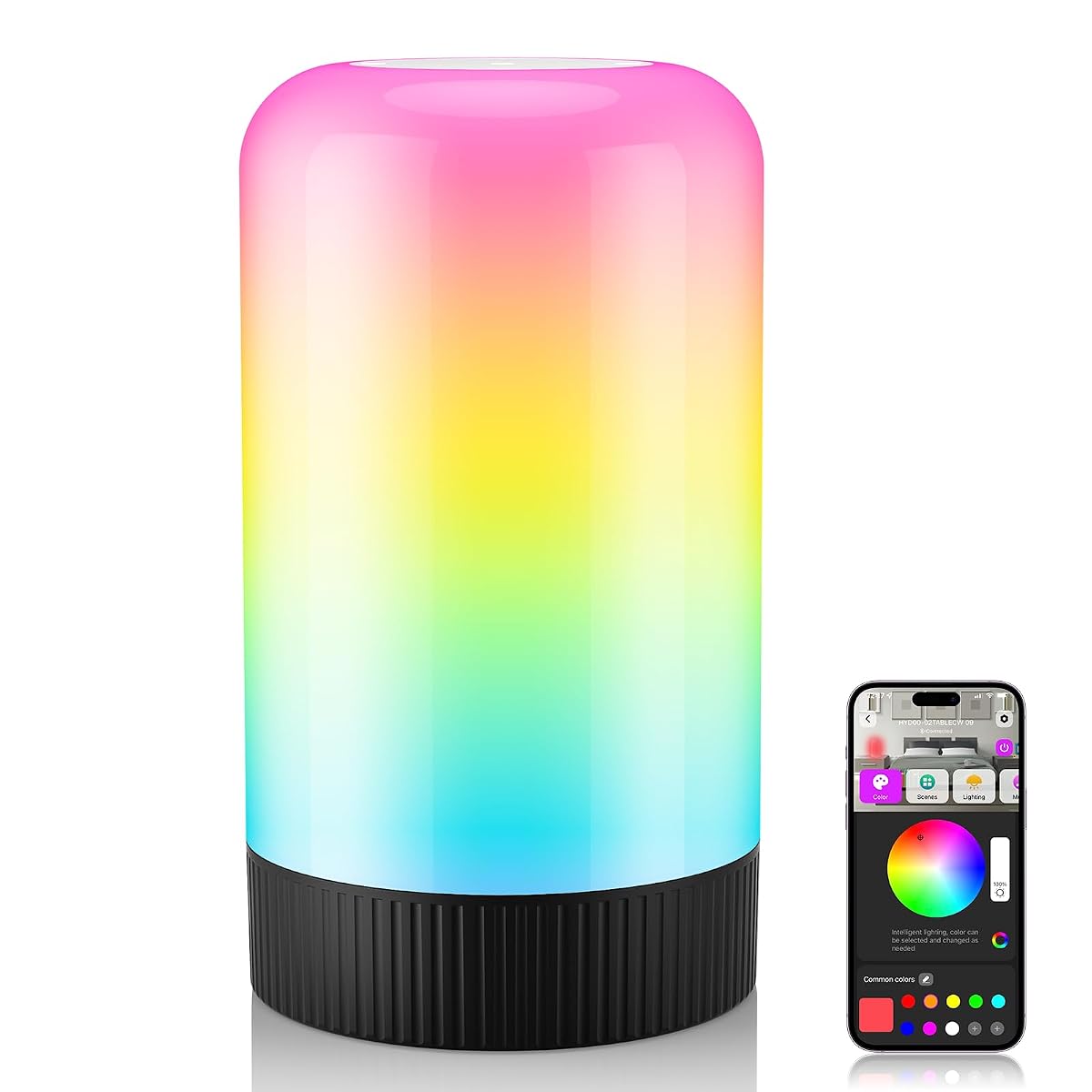 OIYN RGBICWW Smart Table Lamps, Touch Bedside Small Table Lamp, LED Desk Lamp