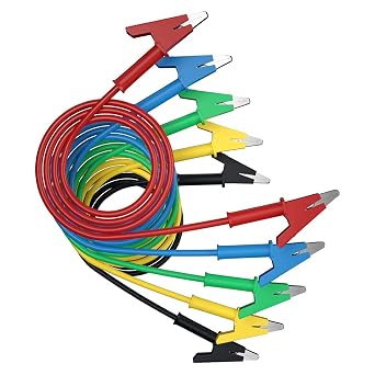 5pcs Alligator Clips Electrical Test Leads Dual Ended Crocodile Wire Cable with Insulators Clips Test Flexible Copper Cable for Electrical Testing 3.3ft/1m J.70036