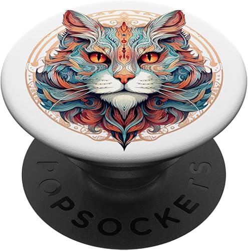 Cat Lover Mandala Design Tribal Artwork Cat PopSockets Standard PopGrip