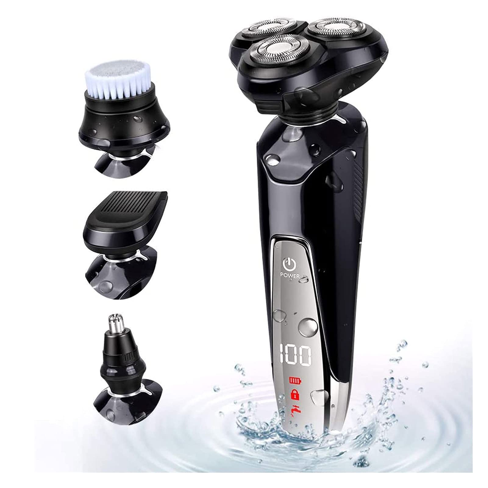 GeRRiT Afeitadores eléctricos para hombres afeitadora de cabeza calva led para hombre afeitadores de afeitamiento eléctrico recargable inalámbrico mojado mojado de afeitoria rotatoria kit de aseo con