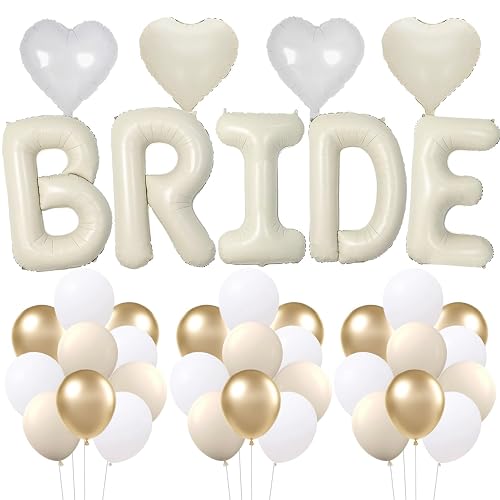 33PCS Bachelorette Party Decorations Set 40 inch Beige Bride Balloons,